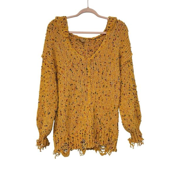 POL Sweaters - POL Sweater Women Size M Hooded Pullover Distressed Confetti Sweater